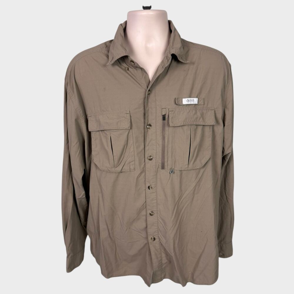 Gander Mountain Guide Series Mens XL Button Front Nylon Shirt Brown